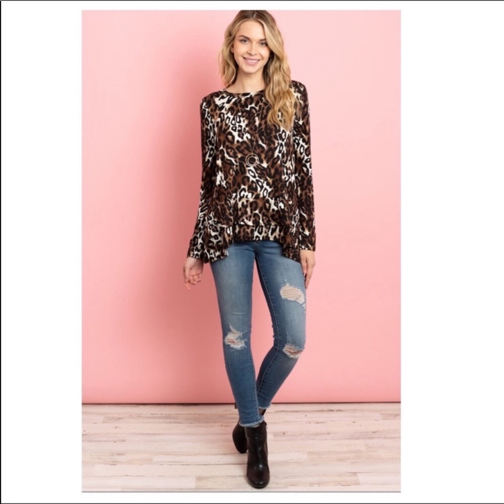 Perfect Peach Fun Swingy Animal Print Top M, L, XL